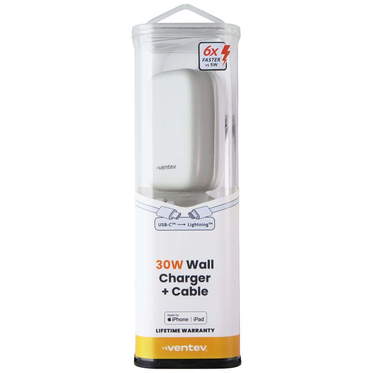 Ventev (30W) USB-C Wall Charger and USB-C to Lightning 8-Pin Cable Combo - White image 1