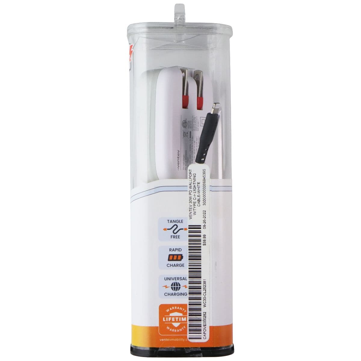 Ventev (30W) USB-C Wall Charger and USB-C to Lightning 8-Pin Cable Combo - White image 2