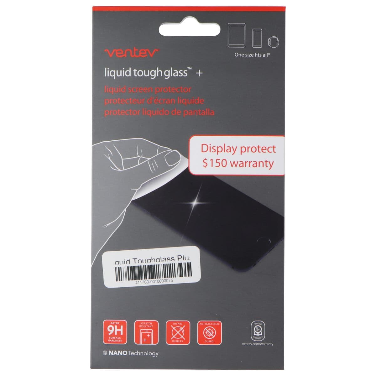 Ventev (Liquid Tough Glass+) Screen Protector for All Devices - Clear image 1