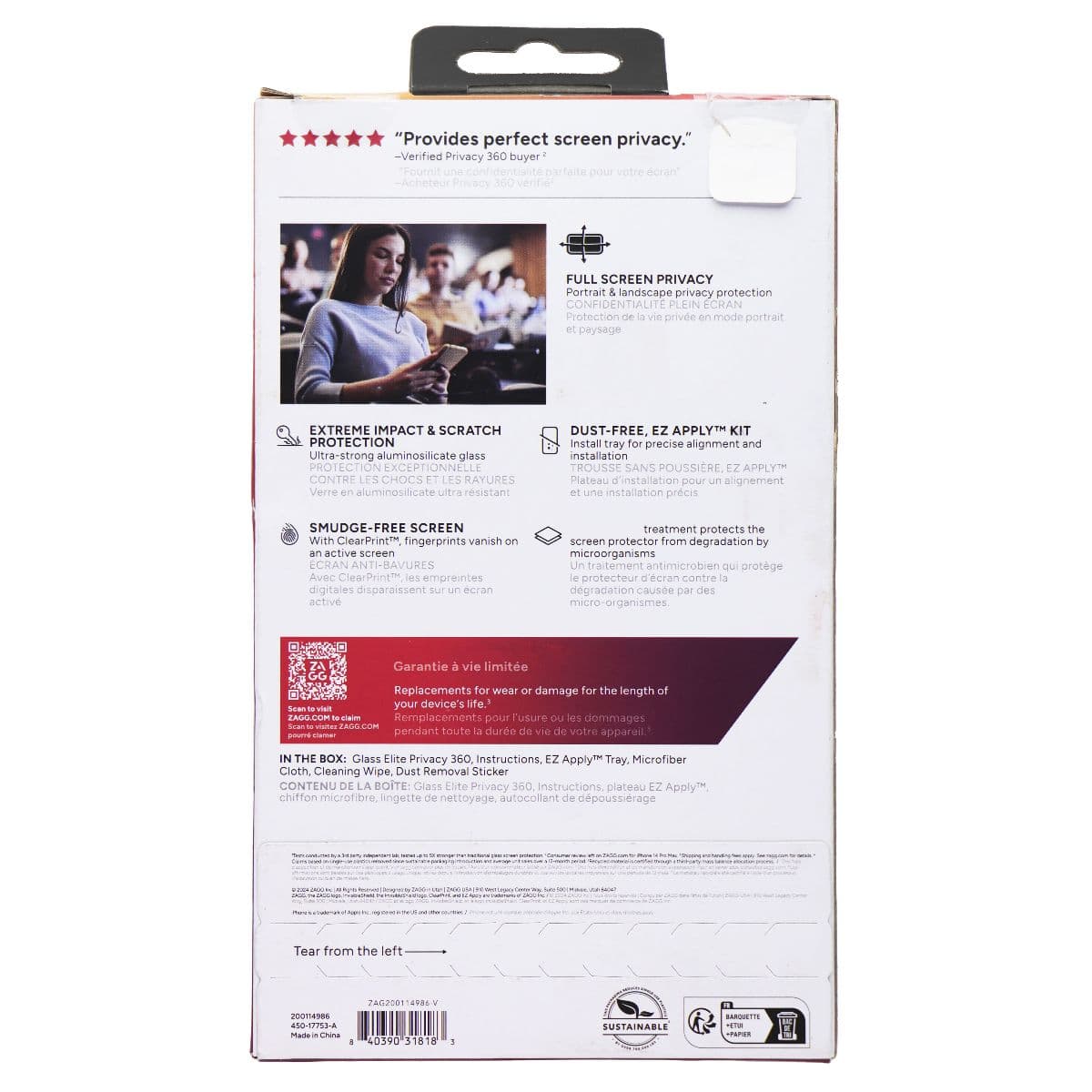 ZAGG Invisible Shield 4-Way Privacy 360 Screen Protector for Apple iPhone 16/15 image 2