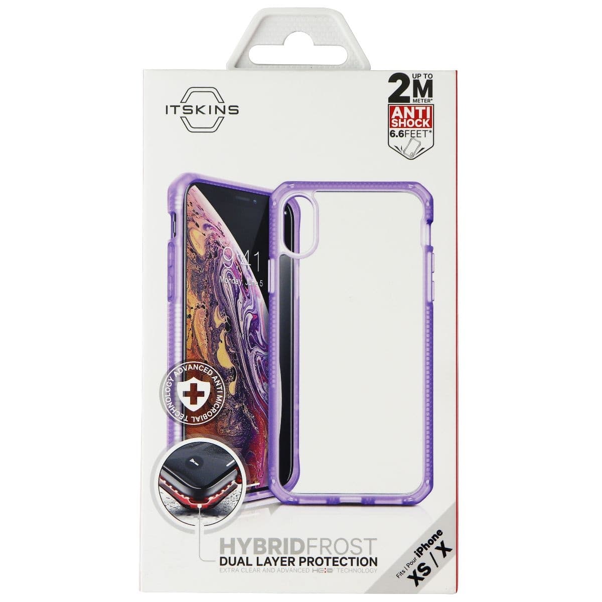 ITSKINS Hybrid Frost Case for iPhone Xs/X (5.8 Inch) - Light Purple/Transparent image 1