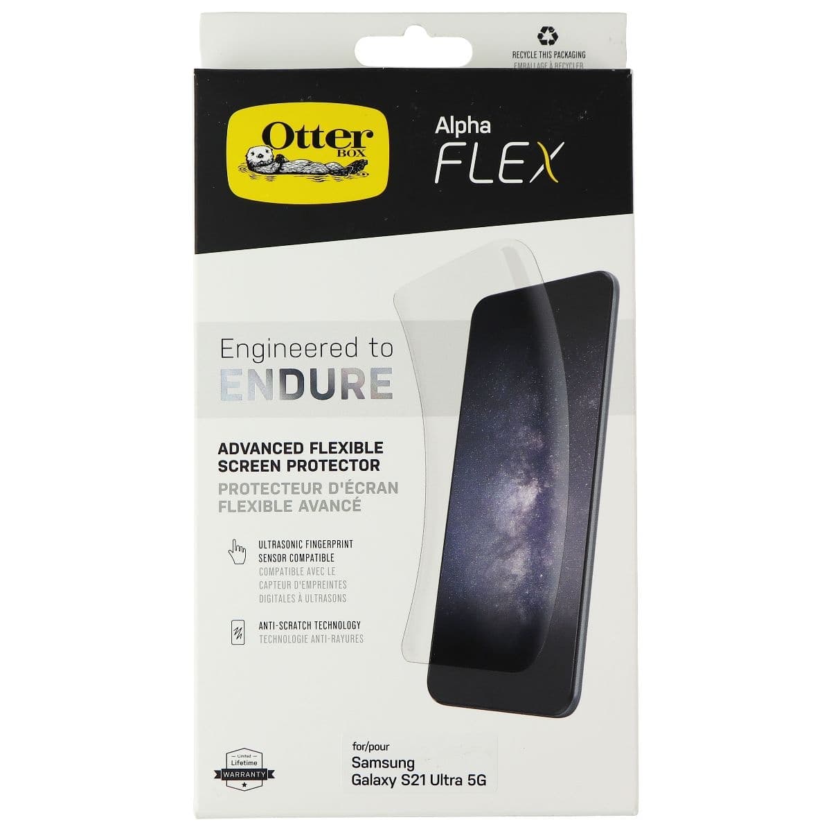 OtterBox Alpha Flex Flexible Screen Protector for Galaxy S21 Ultra (5G) - Clear image 1