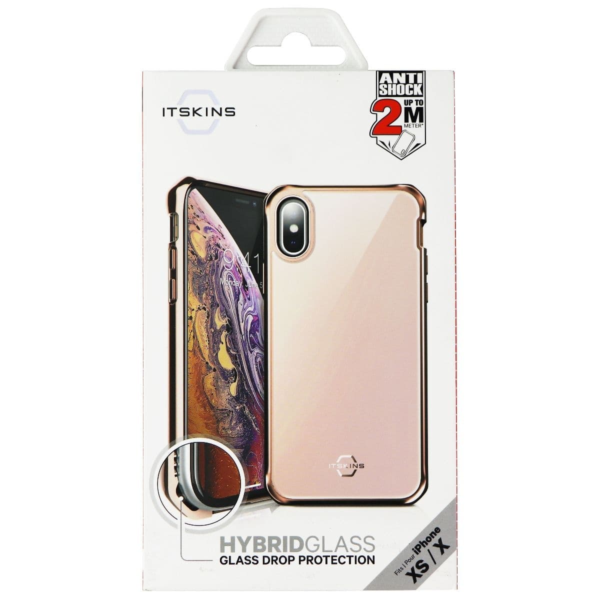 ITSKINS Hybrid Glass Series Case for Apple iPhone Xs / X - Rose Gold image 1