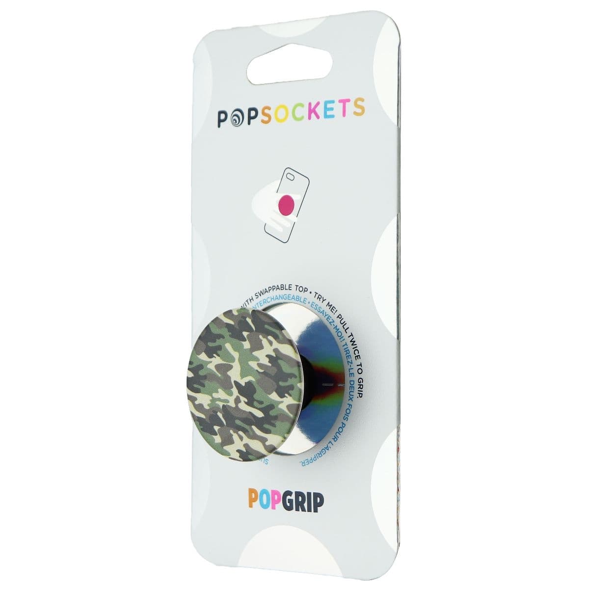 PopSockets PopGrip Expanding Stand and Grip with a Swappable Top - Woodland Camo image 1