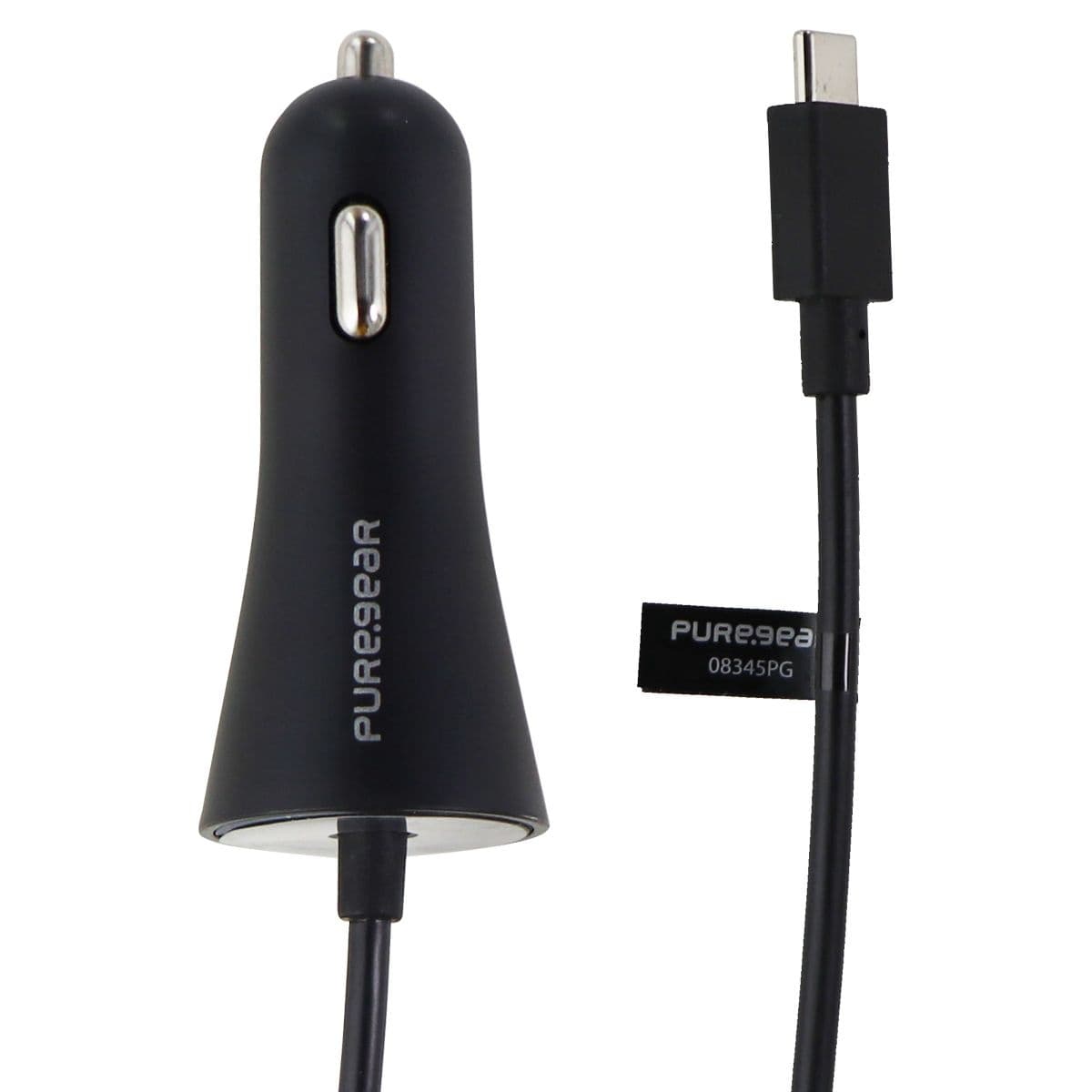 PureGear 5Ft Coiled 15W/3A Vehicle Car Charger for USB-C Type C Devices - Black image 1