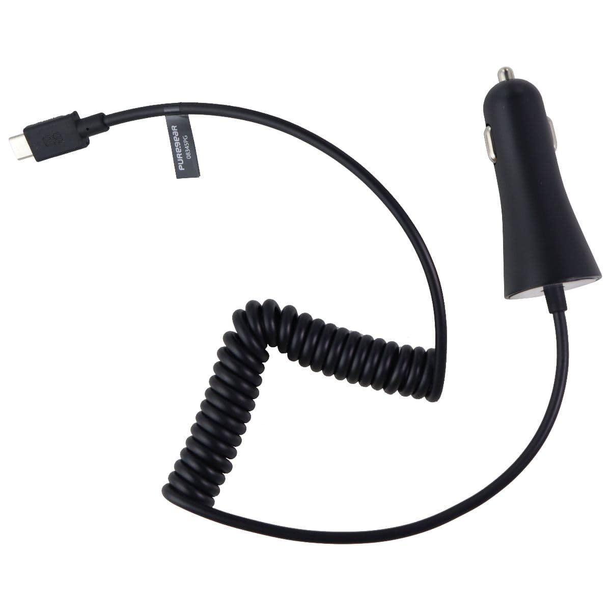 PureGear 5Ft Coiled 15W/3A Vehicle Car Charger for USB-C Type C Devices - Black image 2