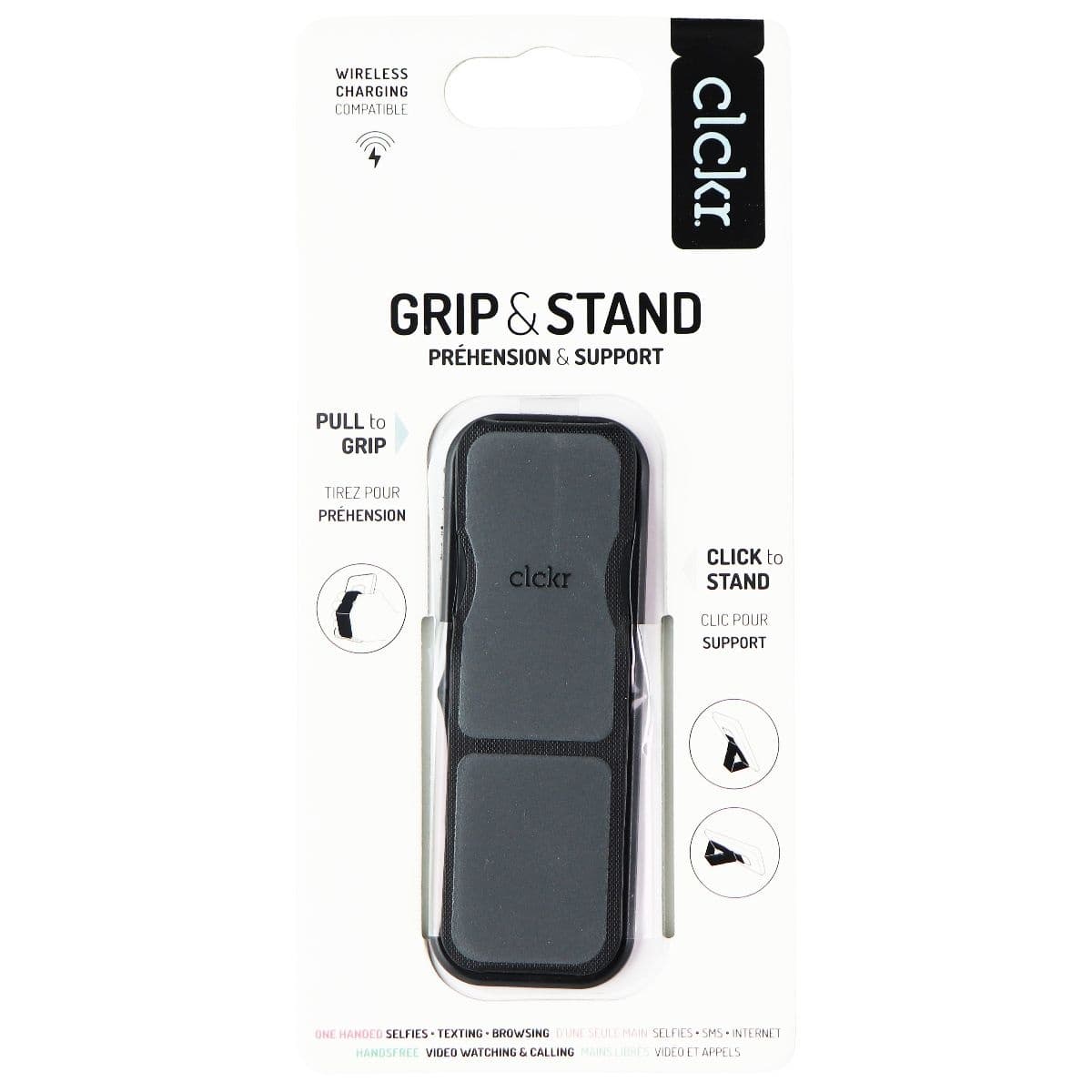 CLCKR Phone Grip and Stand for Phones, Tablets and More - Black image 1