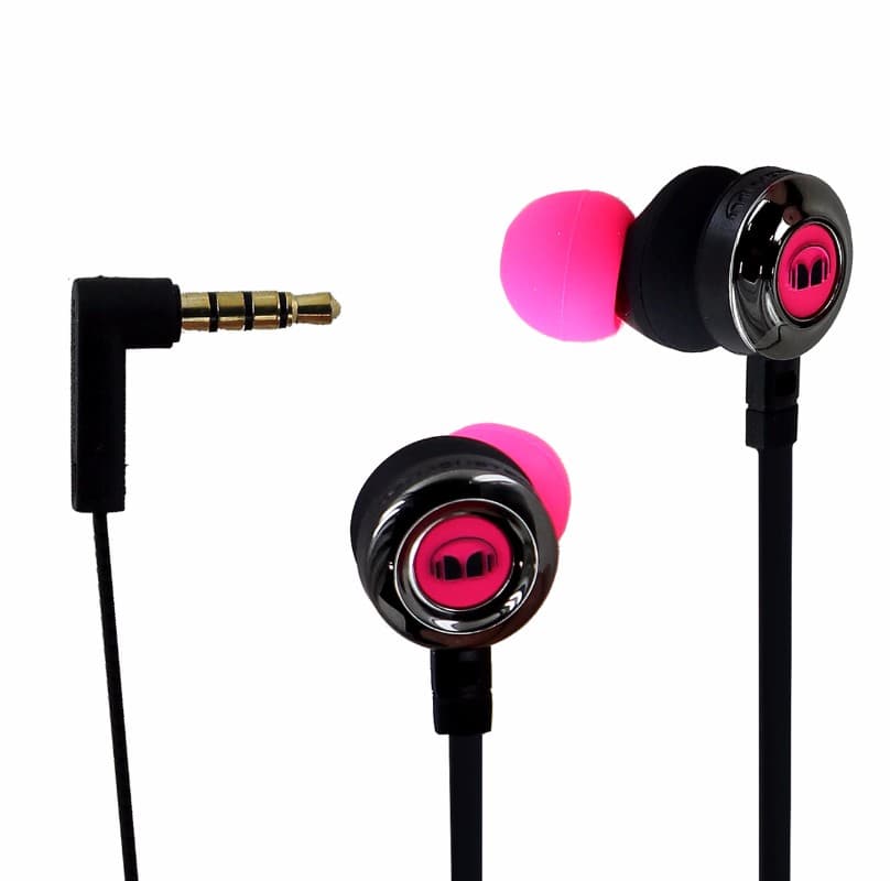 Monster Clarity HD In-Ear Headphones w/ In-Line Controls Ear Buds - Black / Pink image 1