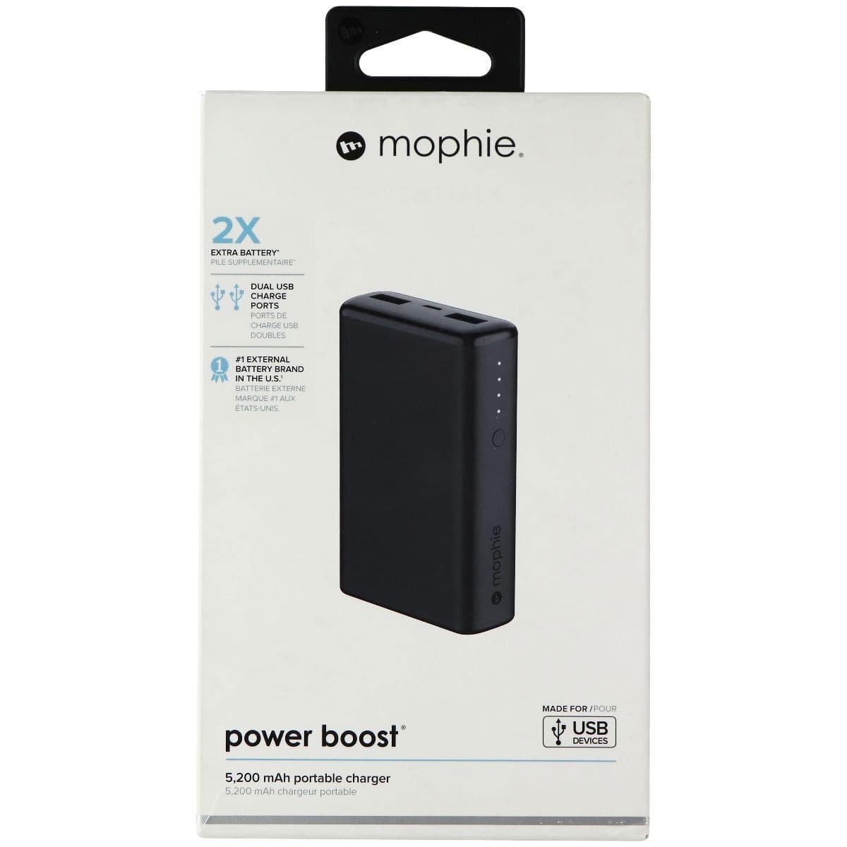 Mophie Power Boost 5,200mAh Dual USB Portable Charger - Black image 2