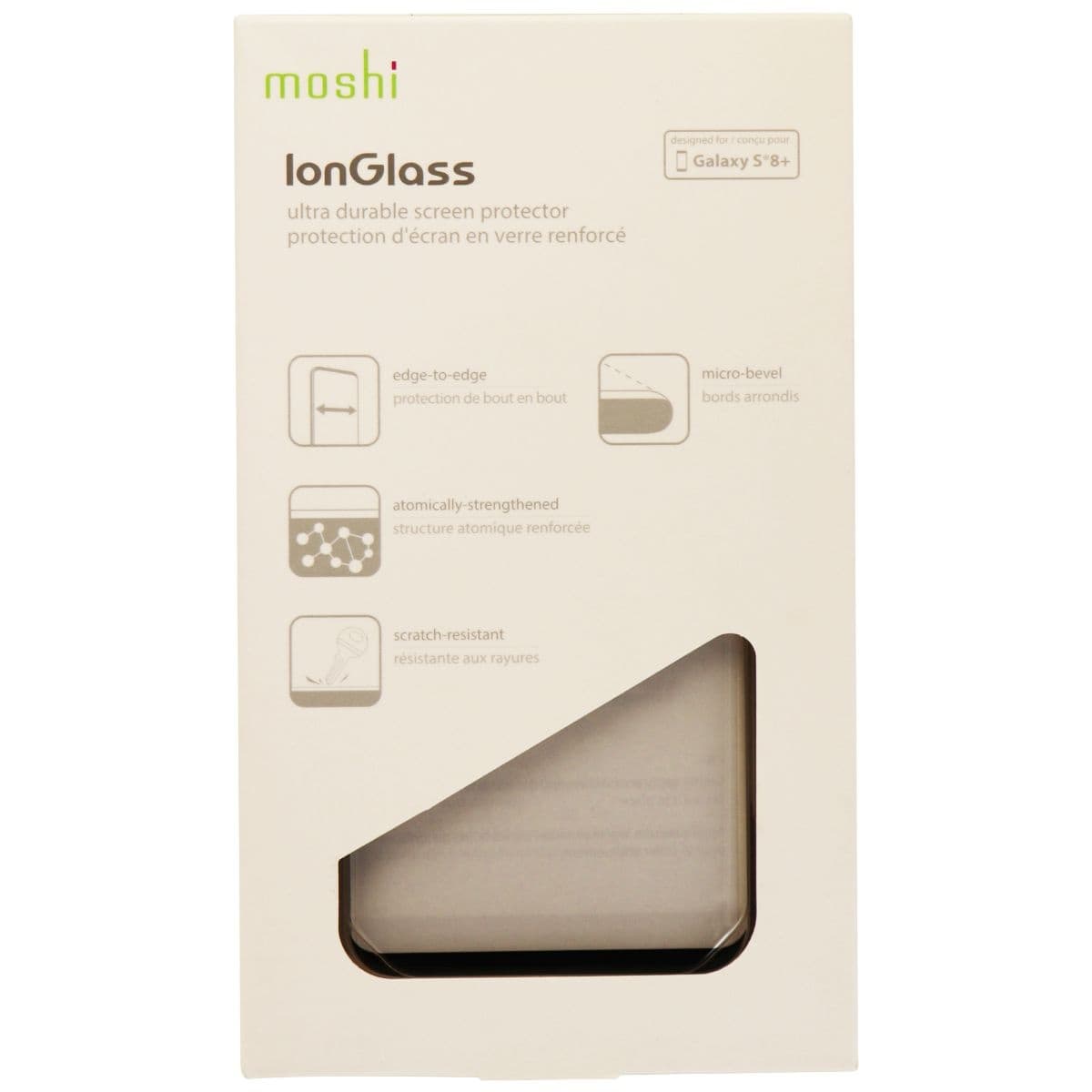 Moshi IonGlass Durable Screen Protector for Galaxy S8+ (Plus) - Clear/Black Trim image 1
