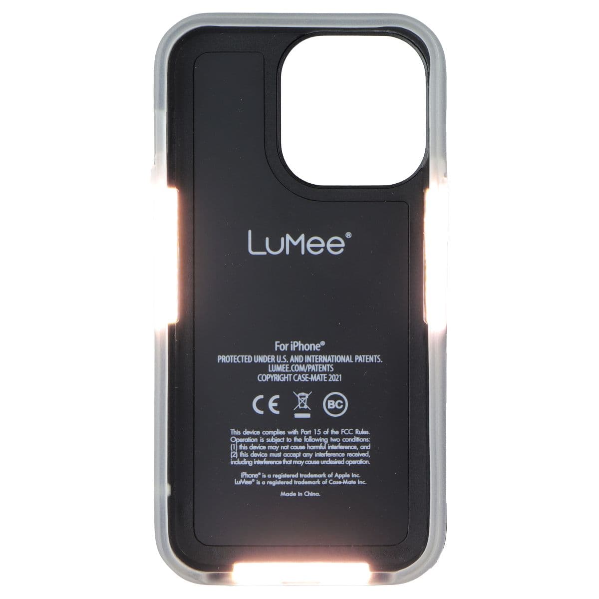 LuMee Halo Lighted Case for Apple iPhone 13 Pro/13/12 Pro/12 - Silver image 3