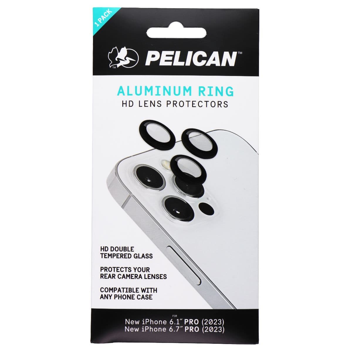 Pelican Aluminum Ring HD Lens Protectors for iPhone 15 Pro Max/15 Pro - Black image 1